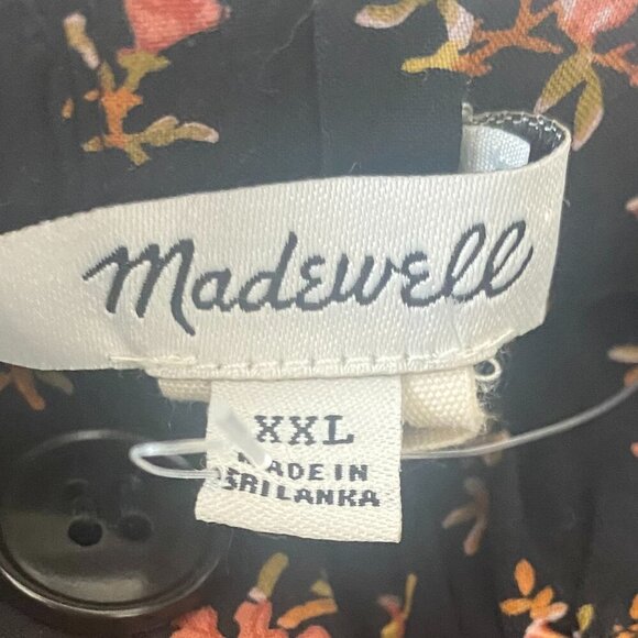 Host Pick 🎀 NWOT Madewell Black Floral Button-front Mini Skirt Size XXL - Picture 7 of 8